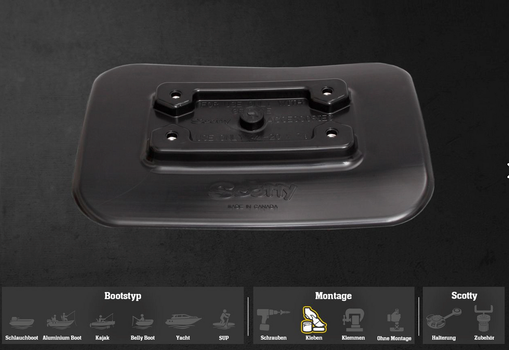 Scotty Halterung Side Deck 241L + Basis Glue + Kleber Kit, Montage: Kleben